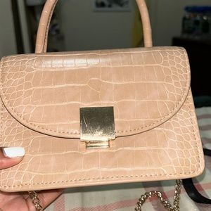 faux snake skin bag, with gold chain handle (crossbody)